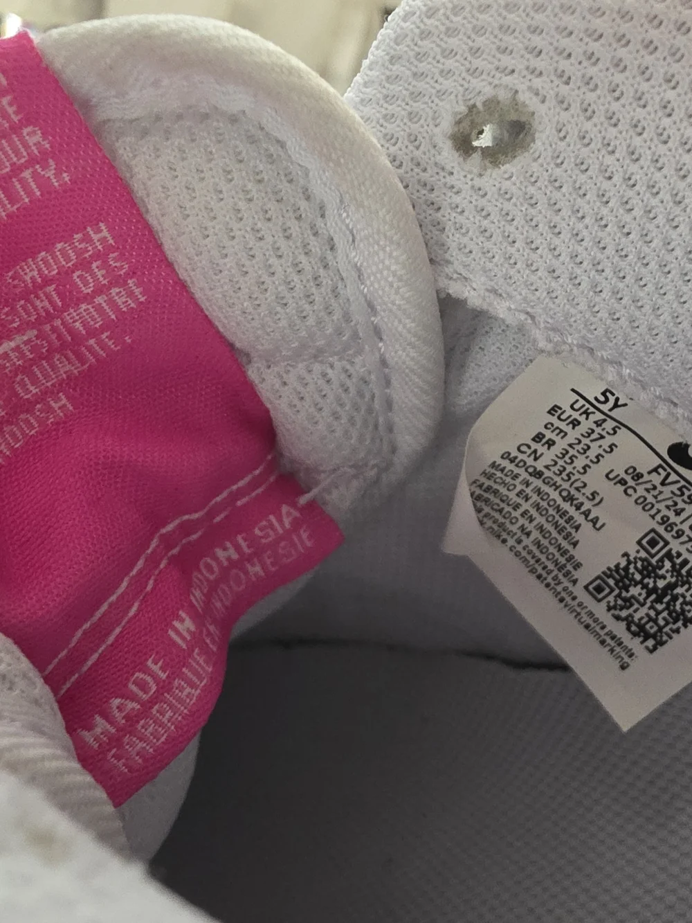 Nike Air Force 1 Low GS White Laser Fuchsia Hot Pink FV5948-102 NWT 6.5W /5Y